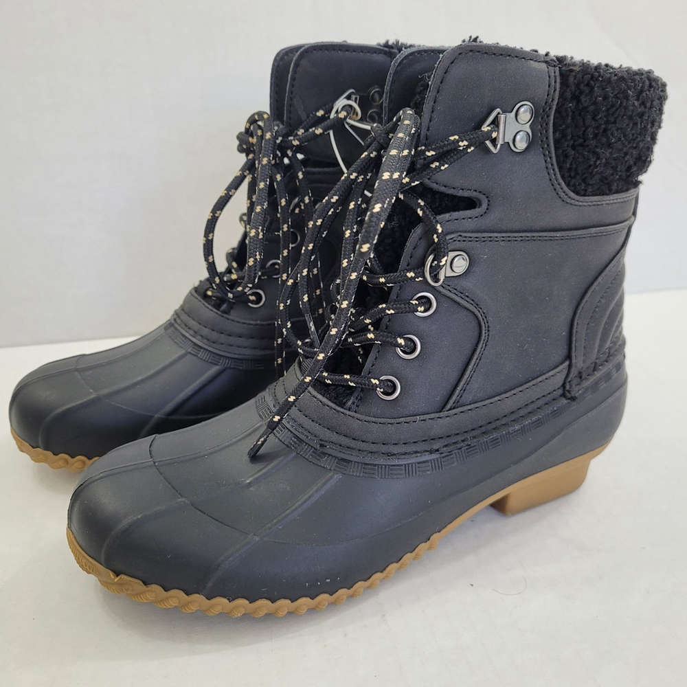 NWOT Tommy Hilfiger Rainah Duck Booties- Black- Size 8 M (Medium) - - Picture 1 of 9